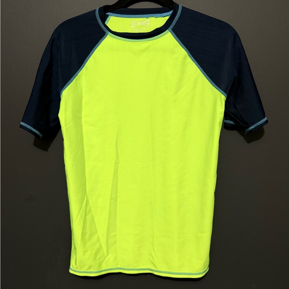 Neon Yellow and Navy Swim Shirt